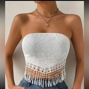 Elegant White Lace Tube Top